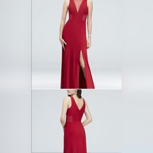 NWT- Morgan & Co. Red Cocktail Lace Insert- Front Slit- Juniors 9/10-Dress